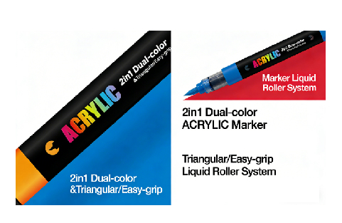 Marker accessories including brush pens, fine liners, and storage cases, organized display with clean aesthetic